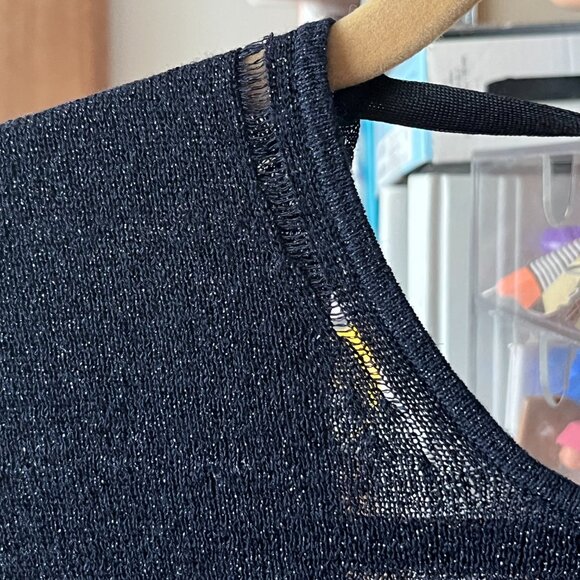 Zadig & Voltaire | Open Back & Round Neck Sweater, Metalic Navy, XS - Picture 5 of 6